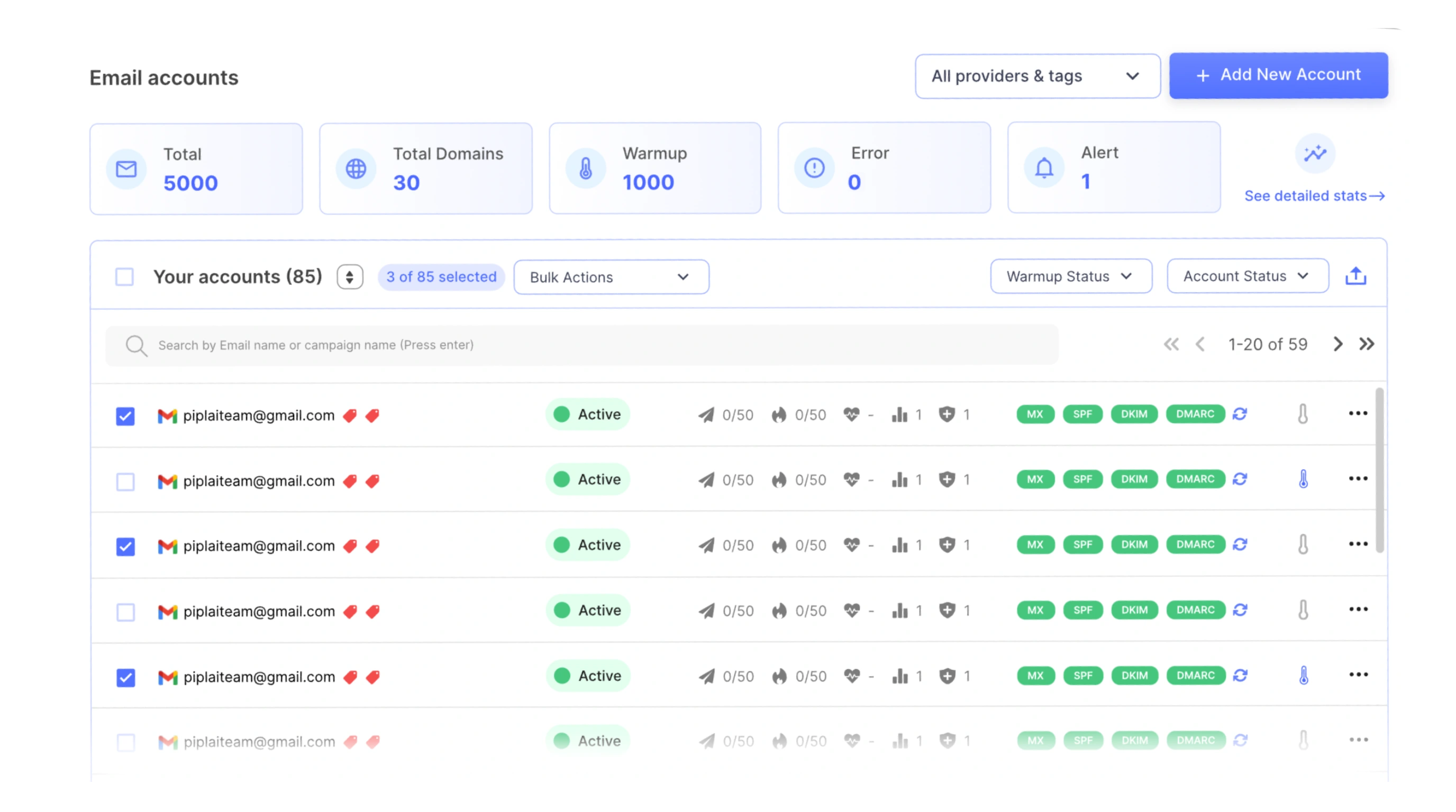 Live outbound campaigns dashboard - reply rates, positive replies and meetings booked